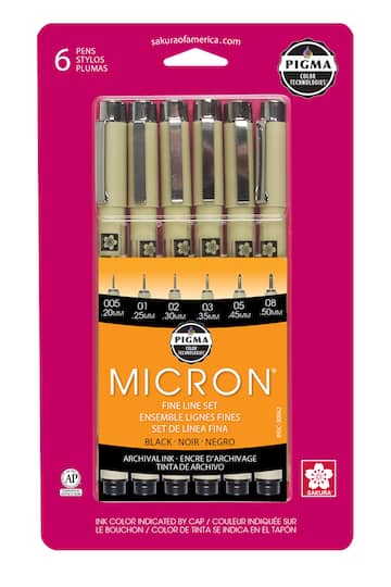 6 Packs: 6 ct. (36 total) Pigma® Micron™ Black Fine Line Pen Set